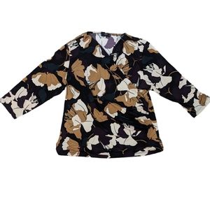 Tahari Top Womens Size 2XL Cottagecore Boho Preppy Floral Office Business Casual